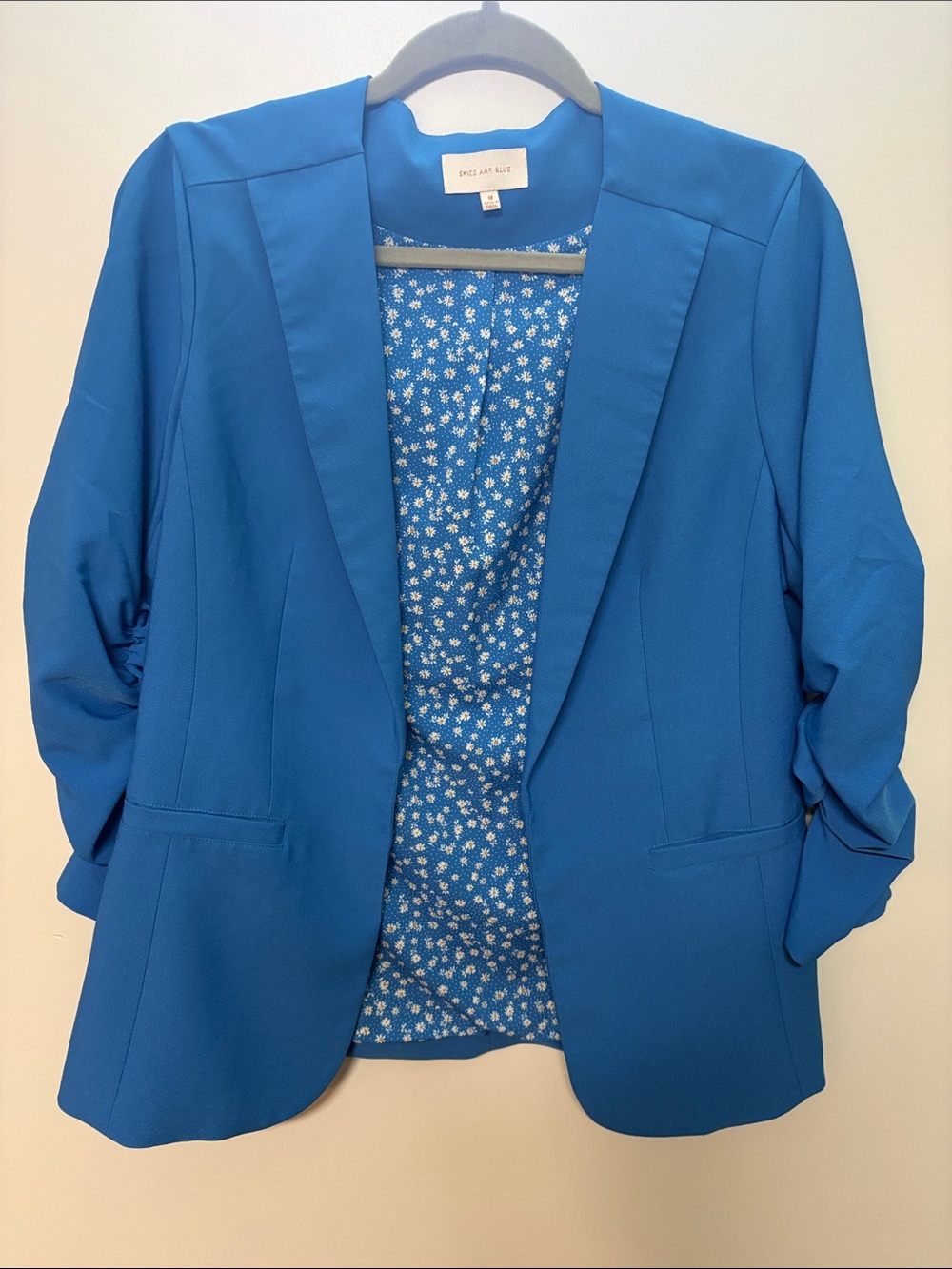 Women's Royal Blue Open-Front Blazer by Skies are Blue, M